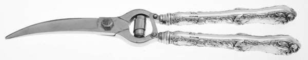 Les Cinq Fleurs (Sterling, 1900, No Monos) Poultry Shears with Stainless Blades