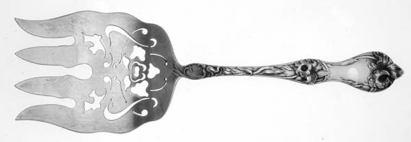 Les Cinq Fleurs (Sterling, 1900, No Monos) Solid Pierced Fish Serving Fork