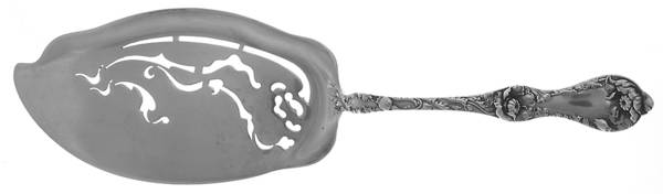 Les Cinq Fleurs (Sterling, 1900, No Monos) Large Solid Pierced Fish Knife