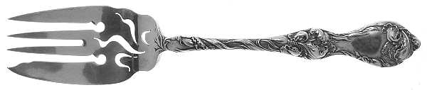 Les Cinq Fleurs (Sterling, 1900, No Monos) Small Solid Cold Meat Serving Fork