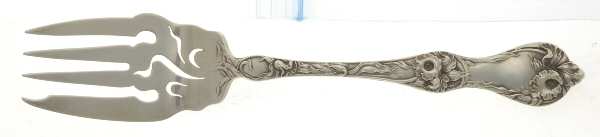 Les Cinq Fleurs (Sterling, 1900, No Monos) Medium Solid Cold Meat Serving Fork