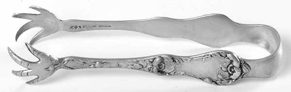 Les Cinq Fleurs (Sterling, 1900, No Monos) Large Sugar Tongs