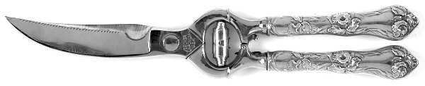 Les Cinq Fleurs (Sterling, 1900, No Monos) Poultry Shears with Stainless Blades