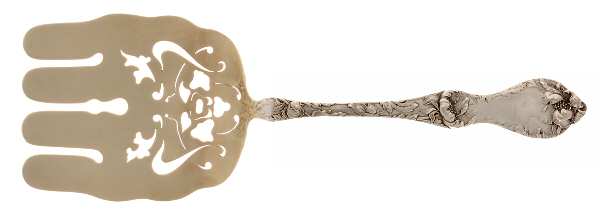 Les Cinq Fleurs (Sterling, 1900, No Monos) Large Solid Asparagus Serving Fork