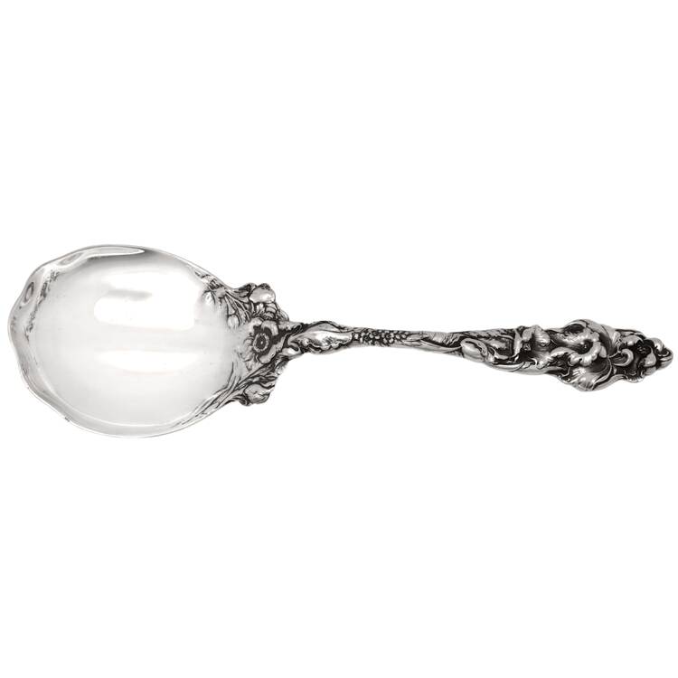 Les Six Fleurs (Sterling, 1901) Oversize Solid Salad Serving Spoon