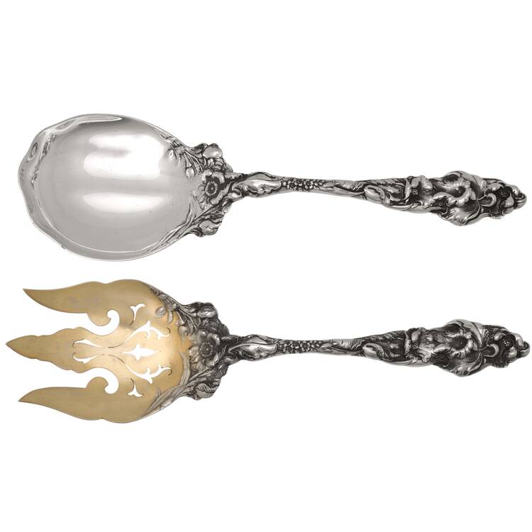 Les Six Fleurs (Sterling, 1901) Solid Oversized Serving Salad Set