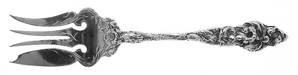 Les Six Fleurs (Sterling, 1901) Large Solid Cold Meat Serving Fork
