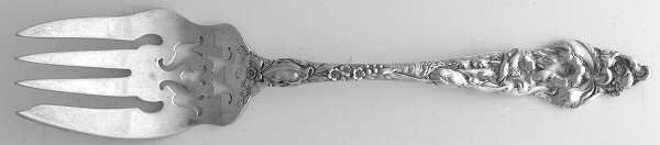 Les Six Fleurs (Sterling, 1901) Medium Solid Cold Meat Serving Fork