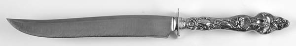 Les Six Fleurs (Sterling, 1901) Large Stainless Blade Roast Carving Knife