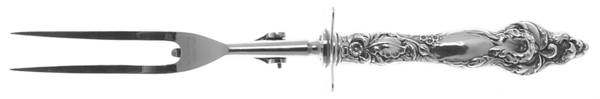 Les Six Fleurs (Sterling, 1901) Small Steak Carving Fork with Stainless Prongs
