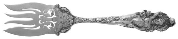 Love Disarmed (Sterling, 1899) Monogram Large Solid Cold Meat Serving Fork
