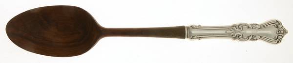 Marlborough (Sterling, 1906, No Monos) Salad Serving Spoon with Wooden Bowl