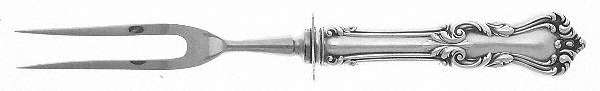 Marlborough (Sterling, 1906, No Monos) Small Steak Carving Fork with Stainless Prongs
