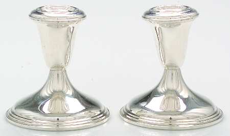 Sterling Hollowware Pair of 3" Console Candleholders