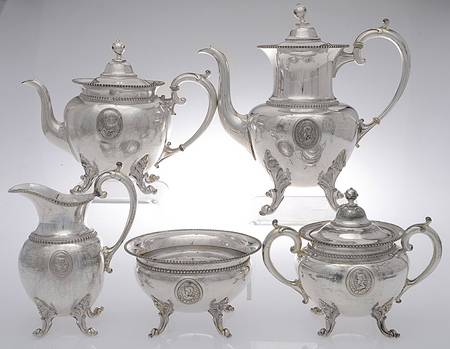Silverplate Hollowware 5-Piece Plated Tea Set (with Waste)
