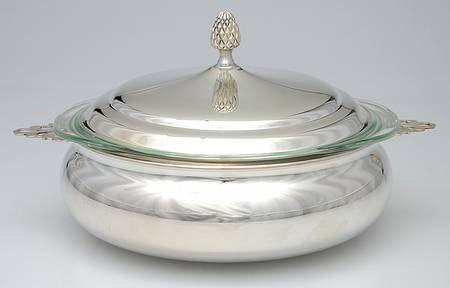 Silverplate Hollowware Plated Round Covered Casserole with Glass