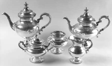 5200A-Plain (Silverplate, Hollwware) 5-Piece Plated Tea Set (with Waste)