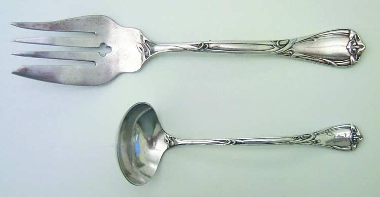 Modern Art (Silverplate, 1904) Medium Solid Cold Meat Serving Fork