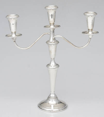 The Pilgrim (Sterling) 3 Light Weighted Candelabra with Bobech
