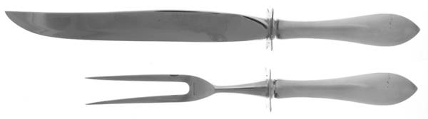 Pointed Antique (Sterling, 1895) Large 2-Piece Roast Carving Set w/ Stainless Blade