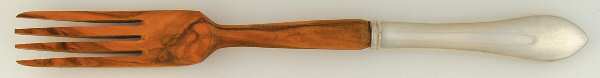 Pointed Antique (Sterling, 1895) Salad Serving Fork Wooden Prongs