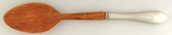 Pointed Antique (Sterling, 1895) Salad Serving Spoon Wooden Bowl