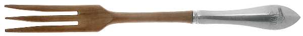 Pointed Antique (Sterling, 1895) Salad Serving Fork with Wooden Prongs