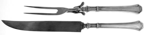 Pompeian (Silverplate, 1930) Large 2-Piece Roast Carving Set w/Stainless Blade