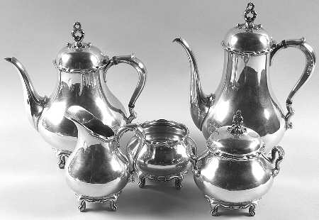 Provincial (Silverplate, Hollowware) 5-Piece Plated Tea Set (with Waste)