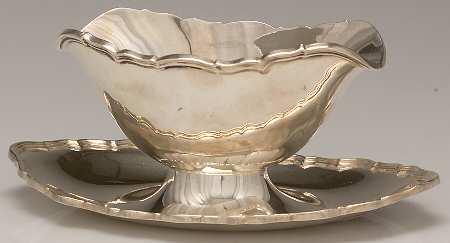Provincial (Silverplate, Hollowware) Plated Gravy Boat with Attached Underplate