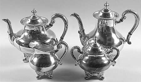 Regent-Plain (Silverplate Hollowware) (4 Piece) Silverplate Tea Set