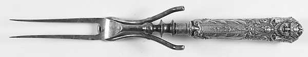 Renaissance (Silverplate, 1886, No Monos) Large Stainless-Prong Roast Carving Fork
