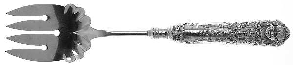 Renaissance (Silverplate, 1886, No Monos) Hollow Handle Fish Serving Fork, Silverplate Tines