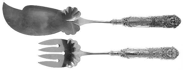 Renaissance (Silverplate, 1886, No Monos) Hollow Handle Fish Serving Set, Silverplate Blade
