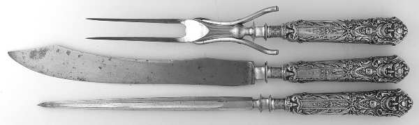 Renaissance (Silverplate, 1886, No Monos) Large 3-Piece Roast Carving Set w/ Slvrplate Blade