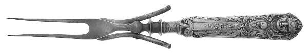Renaissance (Silverplate, 1886, No Monos) Large Stainless-Prong Roast Carving Fork