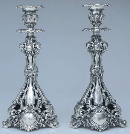 Renaissance (Silverplate, Hollowware) Pair of 12" Candlesticks