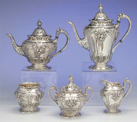 Renaissance (Silverplate, Hollowware) 5-Piece Plated Tea Set (with Waste)