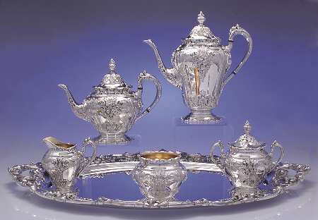 Renaissance (Silverplate, Hollowware) 6-Piece Plated Tea Set (Waste & Tray)