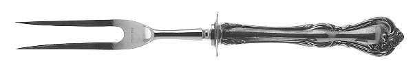 Rose Cascade-(Sterling, Gold Vermeil, 1957) Small Carving Fork W/Sterling Guard