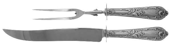 Romaine-Monique (Sterling, 1933, No Monos) Large 2-Piece Roast Carving Set w/ Stainless Blade