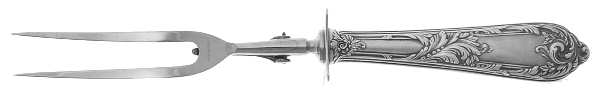 Romaine-Monique (Sterling, 1933, No Monos) Large Stainless-Prong Roast Carving Fork