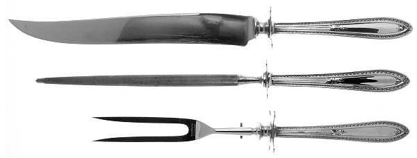 Sir Galahad (Silverplate, 1927) Large 3-Piece Roast Carving Set w/ Stainless Blade