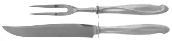 Silver Sculpture (Sterling, 1954) Small Steak 2-Piece Carving Set w/Stainless Blade