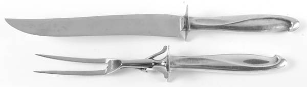 Silver Sculpture (Sterling, 1954) Large 2-Piece Roast Carving Set w/ Stainless Blade