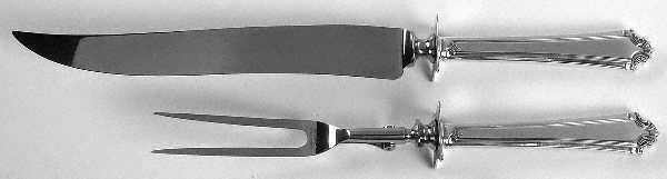 St. George (Sterling, 1918) Large 2-Piece Roast Carving Set w/ Stainless Blade