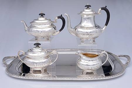 Stratford (Sterling, Hollowware) 5 Piece Tea Set (CPWH,TPWH, SCR, SSU, WTL)