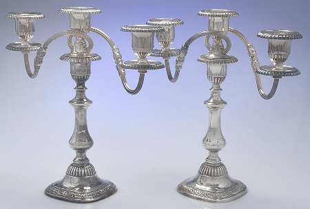 Sulgrave Manor (Silverplate, Hollowware) Pair of Large 3-Light Candelabra