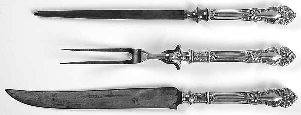 Tiger Lily (Silverplate, 1901) Large 3-Piece Roast Carving Set w/ Slvrplate Blade