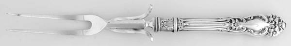 Tiger Lily (Silverplate, 1901) Small Steak Carving Fork, Silverplate Prongs